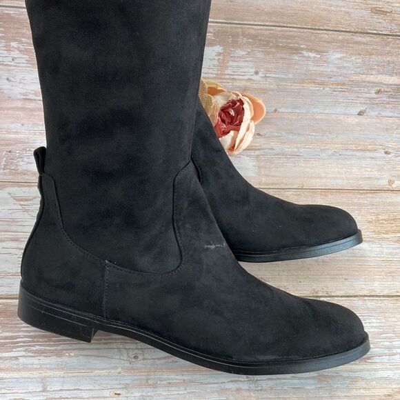 KENNETH COLE REACTION Black Wind-Y Over-The-Knee Boots - Picture 5 of 7